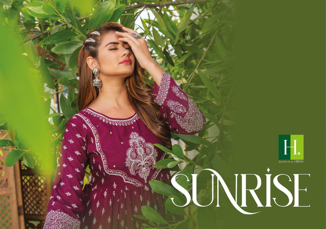 Hirwa Sunrise 1 Party Wear Rayon Printed Designer Anarkali Kurti Collection